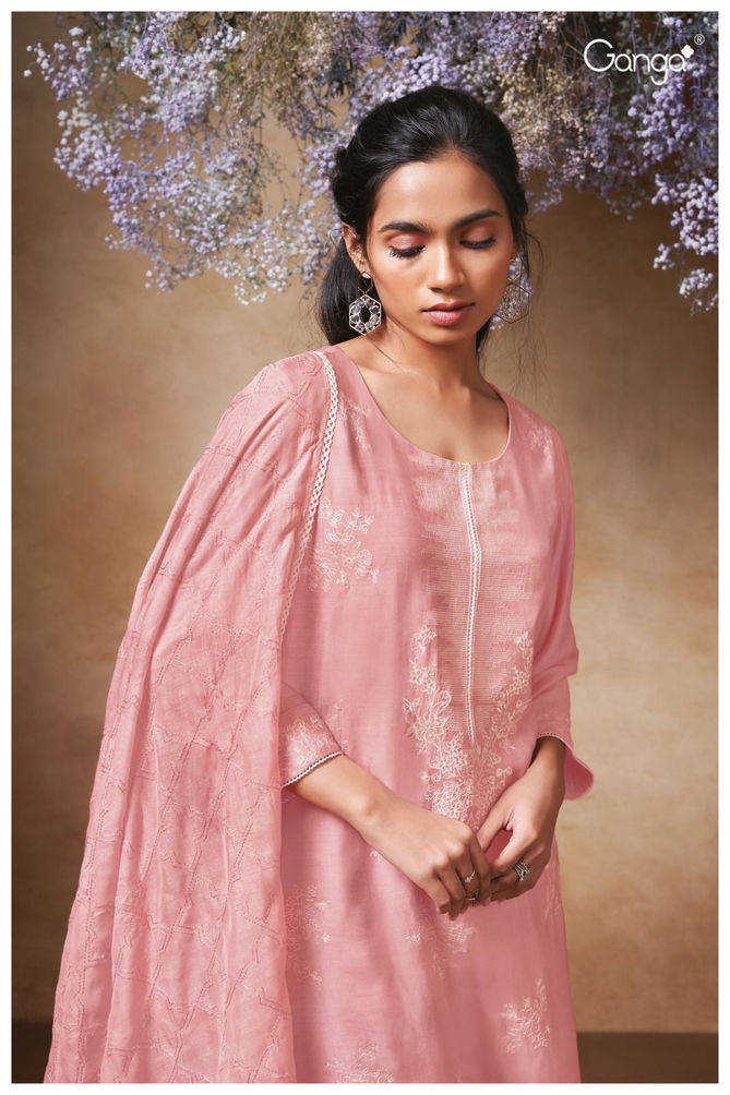 Brook 2445 By Ganga Premium Silk Embroidery Dress Material Wholesalers In Delhi